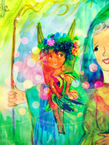lady bug fairy and girl illustration